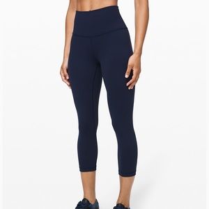 Wunder Under cropped Lululemon leggings Navy blue
